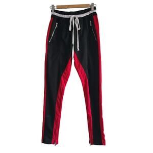 LIFTED ANCHORS Black Red Streetwear Track Pants Zipper Ankles Polyester Men's XS
